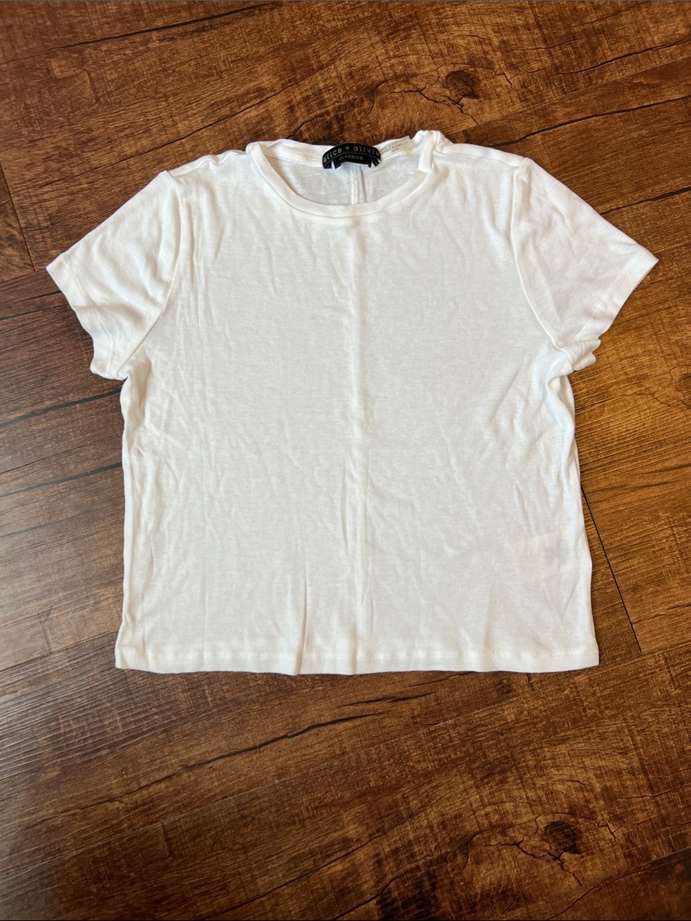 alice + olivia classics basic white short sleeve crop top t-shirt tee shirt XS